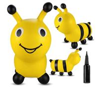 sun baby Animal Sauteur Gonflable, Jouet Enfant 1 an pour l'intérieur et l'extérieur, Design Ergonomique, Pompe Manuelle Incluse (Chenille Jaune)