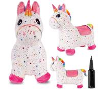 sun baby Animal Sauteur Gonflable, Jouet Enfant 1 an pour l'intérieur et l'extérieur, Design Ergonomique, Pompe Manuelle Incluse (Licorne Blanche avec des étoiles)