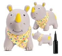 Animal Sauteur Gonflable, Jouet Enfant 1 an pour l'intérieur et l'extérieur, Design Ergonomique, Pompe Manuelle Incluse (Licorne Grise)