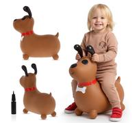 sun baby Animal Sauteur Gonflable, Jouet Enfant 1 an pour l'intérieur et l'extérieur, Design Ergonomique, Pompe Manuelle Incluse (Chien Marron)