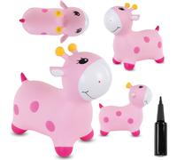 SUN BABY animaux à sauter dès 1 an avec pompe jouet gonflable en caoutchouc rose résistant de haute qualité girafe