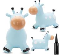 sun baby Animal Sauteur Gonflable, Jouet Enfant 1 an pour l'intérieur et l'extérieur, Design Ergonomique, Pompe Manuelle Incluse (Girafe Bleue)