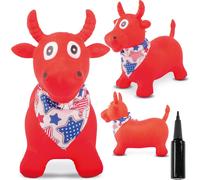 Animal sauteur gonflable, jouet enfant 1 an pour l'intérieur et l'extérieur, pompe manuelle incluse (Taureau rouge)