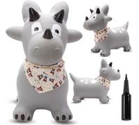 SUN BABY animaux sauteurs à partir de 1 an avec pompe jouet gonflable en caoutchouc résistant et de haute qualité dino gris avec foulard