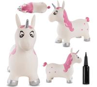 SUN BABY animaux sauteurs à partir de 1 an avec pompe jouet gonflable en caoutchouc résistant et de haute qualité licorne blanche avec corne argentée