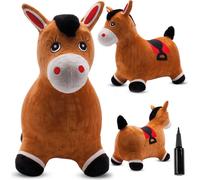 SUN BABY animaux sauteurs dès 1 an avec pompe jouet gonflable en caoutchouc de haute qualité et résistant en peluche poney brun