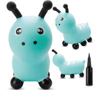 Animal sauteur gonflable, jouet enfant 1 an pour l'intérieur et l'extérieur, pompe manuelle incluse (Chenille bleue)