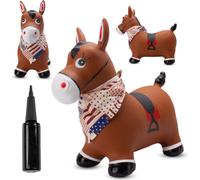 SUN BABY animaux sauteurs dès 1 an avec pompe jouet gonflable en caoutchouc résistant et de haute qualité poney brun avec foulard