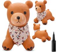 SUN BABY animaux sauteurs dès 1 an avec pompe jouet gonflable en caoutchouc résistant et de haute qualité ours brun avec foulard