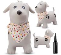 SUN BABY animaux sauteurs dès 1 an avec pompe jouet gonflable en caoutchouc résistant et de haute qualité chien gris avec foulard