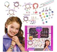 Sun Baby Coffret Créatif de Bijoux pour Enfants 5+, 3 bracelets métalliques, 2 bracelets, pendentifs thématiques, breloques