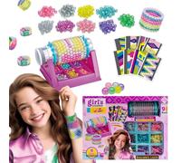 sun baby Coffret Créatif de Bijoux pour Enfants 5+, fabricant de bracelets, 9 set de perles, cordon élastique pour bracelets, 2 aiguilles en plastique, 8 gabarits