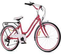 sun baby Heart Bike Vélo pour Enfant 24 Pouces, 8-12 Ans, Framboise, Cycle pour Une Fille avec 7 Vitesses, Porte-Bagages, Garde-Boue métallique, Freins V-Brake, protège-chaîne