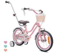 sun baby Heart Bike Vélo pour Une Fille 12 14 16 Pouces, Vélo Enfant 2-6 Ans, avec Barre de poussée, Panier, Sonnette (Rose, 14 Pouces)