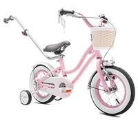 sun baby Heart Bike Vélo pour Une Fille 12 14 16 Pouces, Vélo Enfant 2-6 Ans, avec Barre de poussée, Panier, Sonnette (Rose, 12 Pouces)