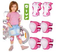 sun baby Kit de protections pour enfants - genouillères, coudières et protège-poignets - vélo, roller, trottinette - Taille M, Rose S