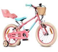 sun baby LOVEL vélo Fille 16 Pouces avec siège poupée - Rose-Menthe