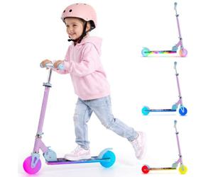 SUN BABY Lumi Ride Trottinette Enfant 3 Roues LED 3+ Ans | Éclairage LED 7 couleurs, guidon réglable et frein au pied