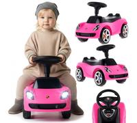 sun baby Porteur pour Enfants dès 18 Mois - Porsche Carrera GT - Volant avec Boutons, phares, Autocollants réalistes, Jusqu’à 30 kg, Rose