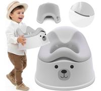 SUN BABY Pot Enfant 18-36 Mois - Blanc-Gris | Autocollant Ourson