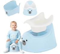 SUN BABY Pot Enfant 18-36 Mois - Bleu-Blanc | Autocollant Ourson