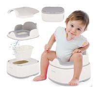 sun baby Pot pour enfants 1-6 ans, réducteur de toilettes, repose-pieds - base antidérapante, assise souple, dossier haut, couvercle hygiénique - Blanc