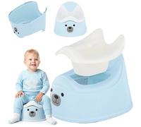 sun baby Pot pour enfants - 18-36 mois, 15 kg - Bleu-Blanc + Autocollant Ourson - dossier ergonomique, insert amovible