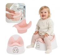 sun baby Pot pour enfants 18-36 mois, pieds antidérapants, dossier ergonomique, insert amovible, plastique robuste, jusqu'à 15 kg (Blanc-Rose + Autocollant Licorne)