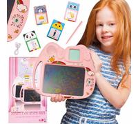 sun baby Tablette de Dessin pour Enfants et d’Apprentissage de l’Anglais Rose - 8 Pouces, 112 Cartes Recto-Verso pour Apprendre l’Anglais, Stylet, Lecture Audio, Multicolore