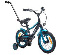 sun baby Tracker Vélo pour Enfant pour garçon 14 Pouces avec Barre de poussée, Sonnette, Réglage en Hauteur du siège et du Volant (Neon Bleu, 14 Pouces)