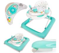 Sun Baby Trotteur et Centre d'Activité, avec boutons, volant, rétroviseurs, roues en caoutchouc, réglable en hauteur (Menthe)