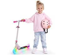 Sun Baby Trottinette 2 roues pour enfants Lumiride LED 7 couleurs/20 modes, pliable, réglage 73-85 cm, blanc
