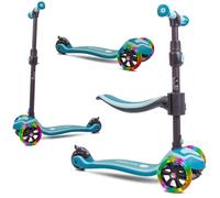 Sun Baby Trottinette pour Enfants de 3 Ans, Trottinette avec LED Roues, Réglage de la Hauteur, Children's Scooter (Turquoise)
