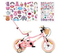 sun baby Vélo Enfant 14 Pouces LOOFI, Fille 3-5 Ans, Max 50 kg - léger 6,6 kg, Cadre en Aluminium, avec Roues d'appui, Panier, Sonnette, Autocollants - Rose