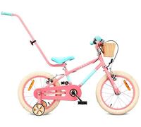 sun baby Vélo Enfant 16 Pouces LOVEL, Fille 4-6 Ans, Max 50 kg - Roues latérales, Panier, Sonnette, Cache-chaîne, poignée - Rose-Menthe