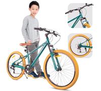 sun baby Verdant Bike Vélo Enfant de 8 Ans, Vélo pour garçon 24 Pouces avec Freins en V, Amortisseur, Cloche, béquille latérale (Vert avec Amortisseur)