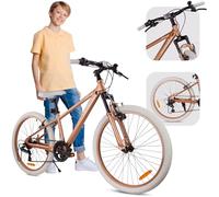 sun baby Verdant Bike Vélo Enfant de 8 Ans, Vélo pour garçon 24 Pouces avec Freins en V, Amortisseur, Cloche, béquille latérale (Cappuccino)