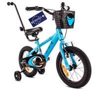 sun baby Verdant Bike Vélo pour Enfant pour garçon 14 Pouces avec Barre de poussée, Sonnette, Réglage en Hauteur du siège et du Volant (Bleu, 14 Pouces)