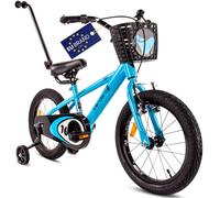 sun baby Verdant Bike Vélo pour Enfant pour garçon 16 Pouces avec Barre de poussée, Sonnette, Réglage en Hauteur du siège et du Volant (Bleu, 16 Pouces)