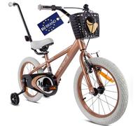 sun baby Verdant Bike Vélo pour Enfant pour garçon 16 Pouces avec Barre de poussée, Sonnette, Réglage en Hauteur du siège et du Volant (Cappuccino, 16 Pouces)