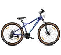 sun baby Verdant Shred VTT 27.5 Pouces pour Femmes et Hommes, léger Vélo Tout Terrain 27.5" - Cadre en Aluminium, Freins à Disque, 21 Vitesses - Bleu