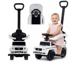 sun baby Voiture à Pousser Mercedes Benz G avec Licence dès 12 Mois avec Volant avec Son, siège et Roues en Plastique, Barre de poussée, Compartiment de Rangement sous Le siège (Blanc)