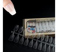 Sun&Beam Nails Lot de 240 faux ongles à coller - Transparents - Transparents - Mat - Grande capacité - Avec boîte de rangement - 15 tailles (cercueil court)