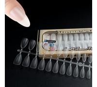 Sun&Beam Nails Lot de 504 faux ongles transparents pour ongles à presser - Grande capacité - Avec boîte de rangement - 12 tailles - #1 - Amande givrée