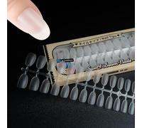 Sun&Beam Nails Lot de 504 faux ongles transparents pour ongles à presser - Grande capacité - Avec boîte de rangement - 12 tailles - #3 - Ovale givrée