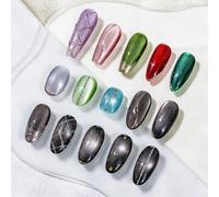 Sun&Beam Nails Ongles Press-On Cat Eye personnalisés Paillettes Métalliques Chrome Faits main Faux Ongles Choisis Forme, Couleur, Effet & Style 10 pièces