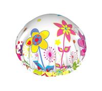 Sun Butterflies Flowers Multi-Scene And Multi-Scene and Multipurpose Shower Spa Double Layer Waterproof Shower Cap And Cooking Cap, Suitable for Adults, Children And Men And Women.