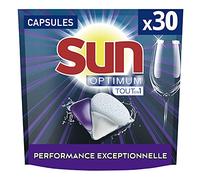 Sun Capsules Lave-Vaisselle Optimum Tout en 1 Efficacité Impeccable Ingrédients Naturels Nettoyage Brillance & Parfum Frais, 30 Tablettes