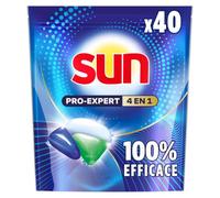 Sun - Capsules Lave Vaisselle, Pro Expert, 4 en 1, Regular, 40 Pastilles | Technologie CleanBoost, Élimine les Taches Brûlées, Dégraisse en Profondeur, Tablettes Lave-vaisselle Puissante