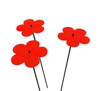 Sun Catcher Ornements de Jardin Fleur 3 Piquets de Jardin Décoratifs 75cm de Haut Accessoire de Jardinage Cadeau pour Les Jardiniers, Colour:Fluorescent Red